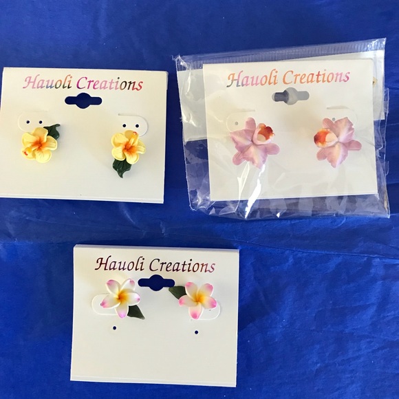 Hau’oli Creations Jewelry - Collection of 3 pair of Hawaiian Orchid Earrings